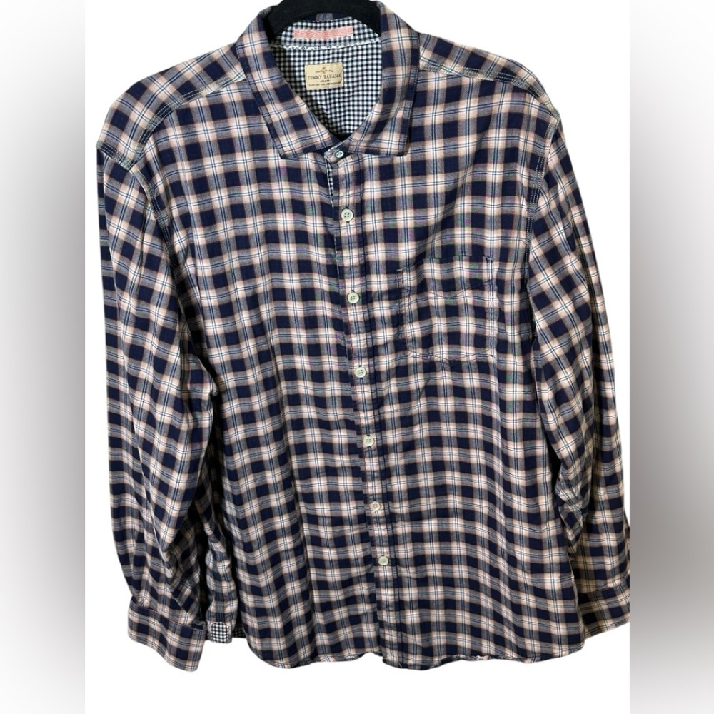 Tommy Bahama Plaid Long Sleeve Button Up Size XL Cotton Blue Preppy Beach Summer